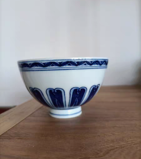 包邮大明青花鸡心杯仿古瓷器 材质：陶瓷 风...