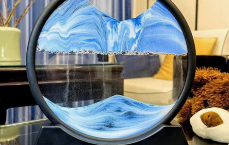 包邮【包邮处理】唯美简约3D山水流沙画圆形...