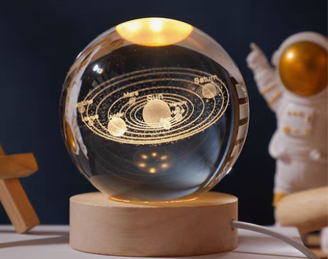 包邮宇宙系列发光水晶球小夜灯桌面卧室摆件情...