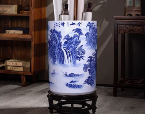 转卖景德镇陶瓷器落地大花瓶书画缸卷轴缸书房...