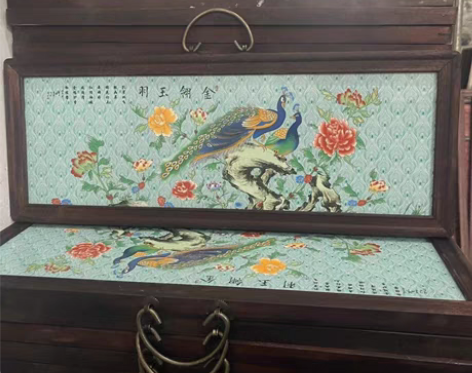 包邮【景德镇发货】中式景德镇国风木框青花瓷...