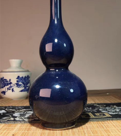 包邮急用钱，赔钱转让，旧货老瓷器霁蓝釉双圈...