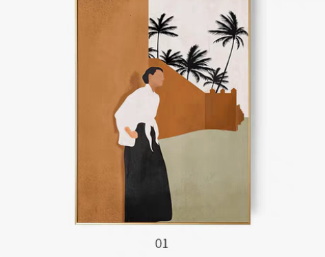 转卖简约北欧莫兰迪壁画抽象几何线条人物山川...