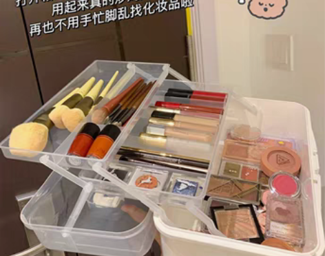 转卖收纳盒化妆品化妆刷护肤品大容量透明收纳...