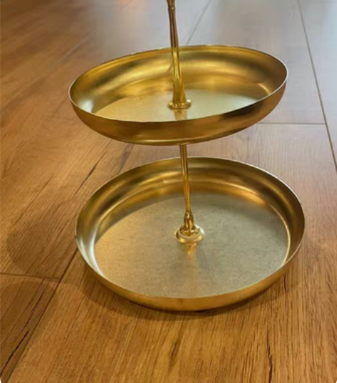 金色双层收纳盘北欧首饰架家居玄关钥匙化妆品...