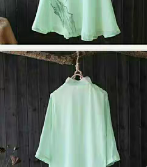 茶服 中式服装 手绘图案 买长款佛笑缘中式...