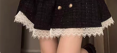 奥莉赫本黑色高级感甜酷小香风宫廷复古荷叶边...