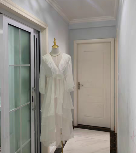 包邮白色超仙荷叶边连衣裙，蛋糕裙尺码3XL...