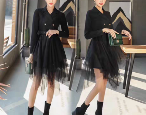 转卖2022秋装新款女装名媛气质西装领长袖...