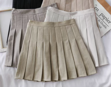 转卖秋季原宿学生高腰毛呢百褶裙女新款防走光...