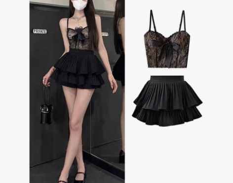 转卖秋冬黑色蛋糕裙女小个子xs码百褶裙半身...