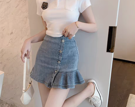 转卖鱼尾裙女高腰不规则裙子包臀裙薄款小个子...