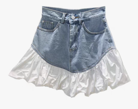 转卖牛仔拼接泡泡花苞裙蓬蓬半身裙女夏装新款...