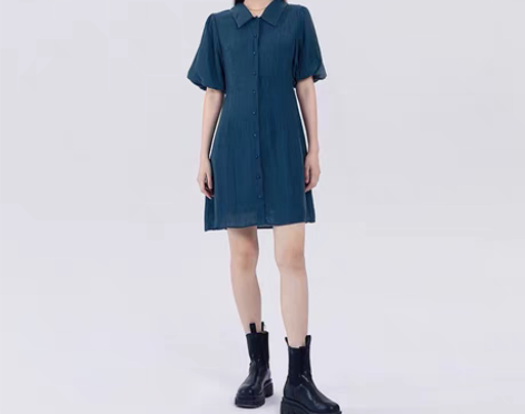 包邮NOME女装短袖Polo领连衣裙女短款...