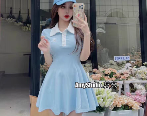 转卖韩系小个子POLO领连衣裙女夏学院风减...