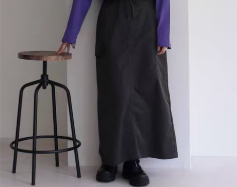 转卖早秋日系小众松紧高腰工装风开衩休闲百搭...