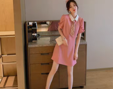 转卖夏季新款学院风polo领连衣裙女韩版宽...