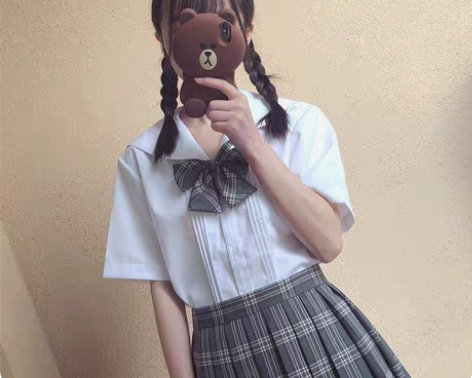 包邮札幌襟风琴褶星星刺绣jk衬衫水手服短袖...