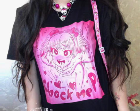 包邮原创“粉 赌 毒” 辣妹y2k土酷T恤...