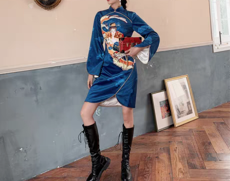 转卖拜年裙旗袍秋冬年轻款少女国潮中国风礼服...