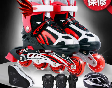 转卖贵派仕直排轮滑溜冰鞋儿童全套装3-5-...