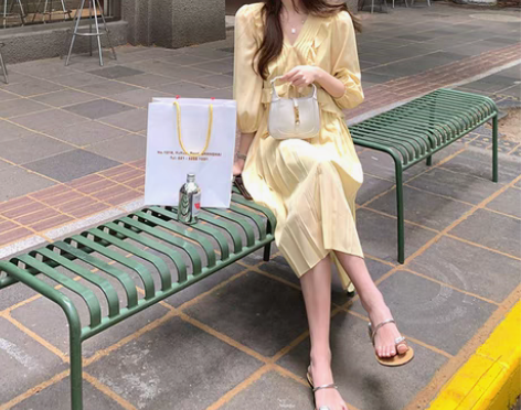 转卖夏诗文 梦幻琉璃 夏季玻璃纱复古风连衣...