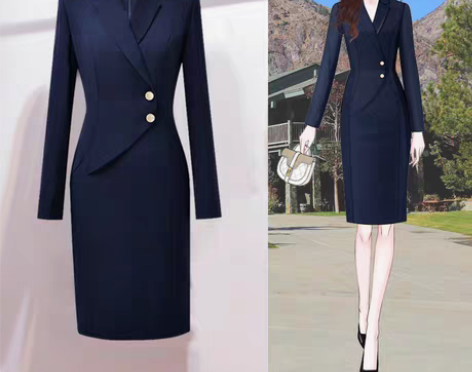 转卖职业连衣裙女春季气质修身前台工装美容工...