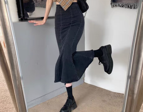 转卖牛仔裙鱼尾裙夏季半身裙女装2021新款...