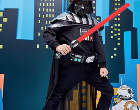 转卖星球大战正品COS套装男童卫衣面具披风...