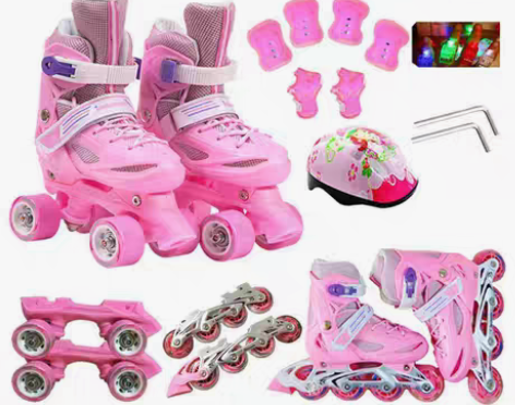 转卖伴威溜冰鞋儿童单直排轮双排轮四轮旱冰轮...
