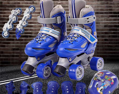 转卖溜冰鞋儿童初学者双排四轮3滑轮鞋5全套...