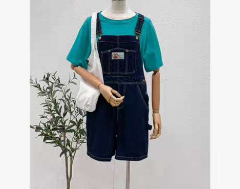 转卖女学生复古减龄背带牛仔裤2020年夏季...