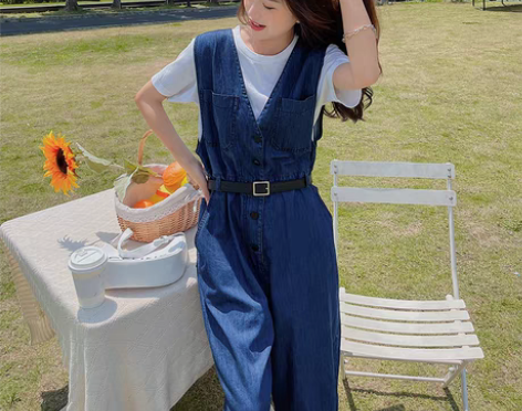 转卖高级感牛仔背带裤女小个子2022春夏新...