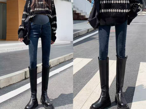 转卖孕妇裤子春秋外穿显瘦小脚裤秋冬季加绒加...