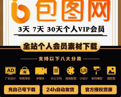 包邮包图网全站VIP一天(8次) 素材下载...
