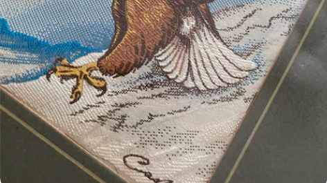 包邮英国百年老牌出品刺绣画 雄鹰 宽16㎝...