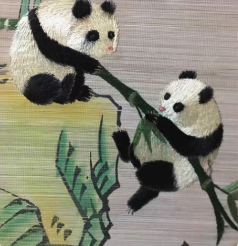 珠帘刺绣画，解放初期创汇艺术品。绣工精湛，...