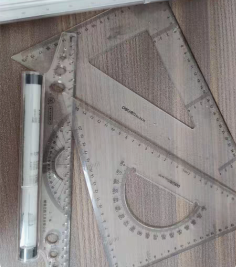 包邮画图必备尺子 一套三角板 一把平行尺 ...