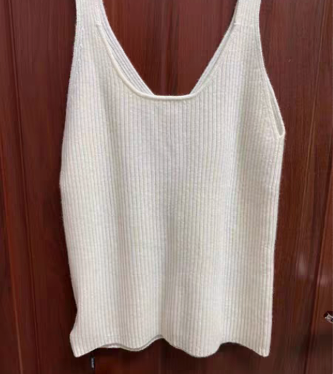 包邮100%羊绒吊带背心女v领圆领内搭坑条...