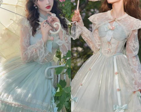 急出薄荷色朝花夕拾jsk6件套 长袖坎肩+...