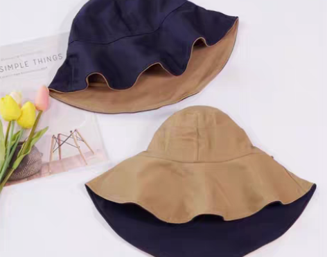 包邮双面亚麻日本防晒渔夫帽 10cm卡其+...