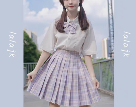 啦啦酱 恋待蕾 JK制服 格裙 格群 淡紫...