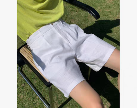 转卖蔬菜先生 韩国麻料休闲短裤 男士棉麻薄...