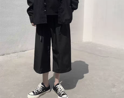 转卖坠感阔腿直筒ins休闲短裤男宽松百搭帅...