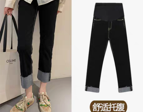 转卖孕妇裤秋季烟管裤外穿女加绒牛仔裤子秋冬...