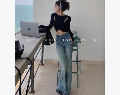 转卖（全新）美式微喇显瘦马蹄裤 适合身高1...