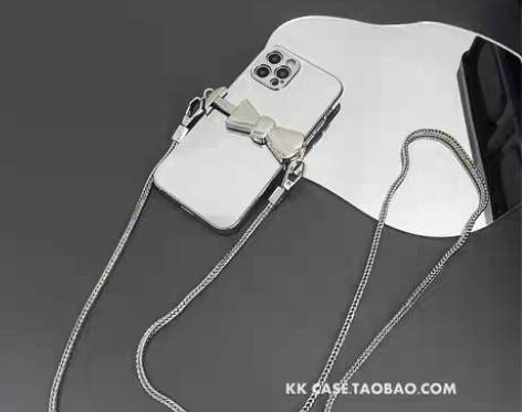 转卖小众高级感蝴蝶结手机背夹挂绳斜挎背带挂...