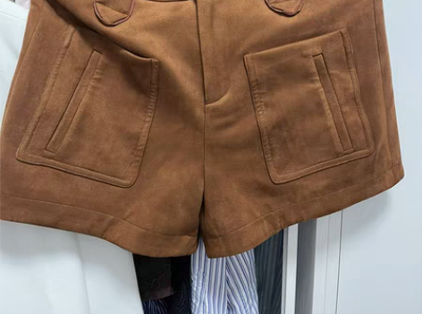 包邮雪歌XG 女款麂皮短裤 咖啡色 34 ...