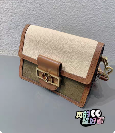 LV路易威登Dauphine牛皮拼色小号达...