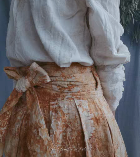 包邮植物染 棉麻大蝴蝶结裙子  手工染色每...